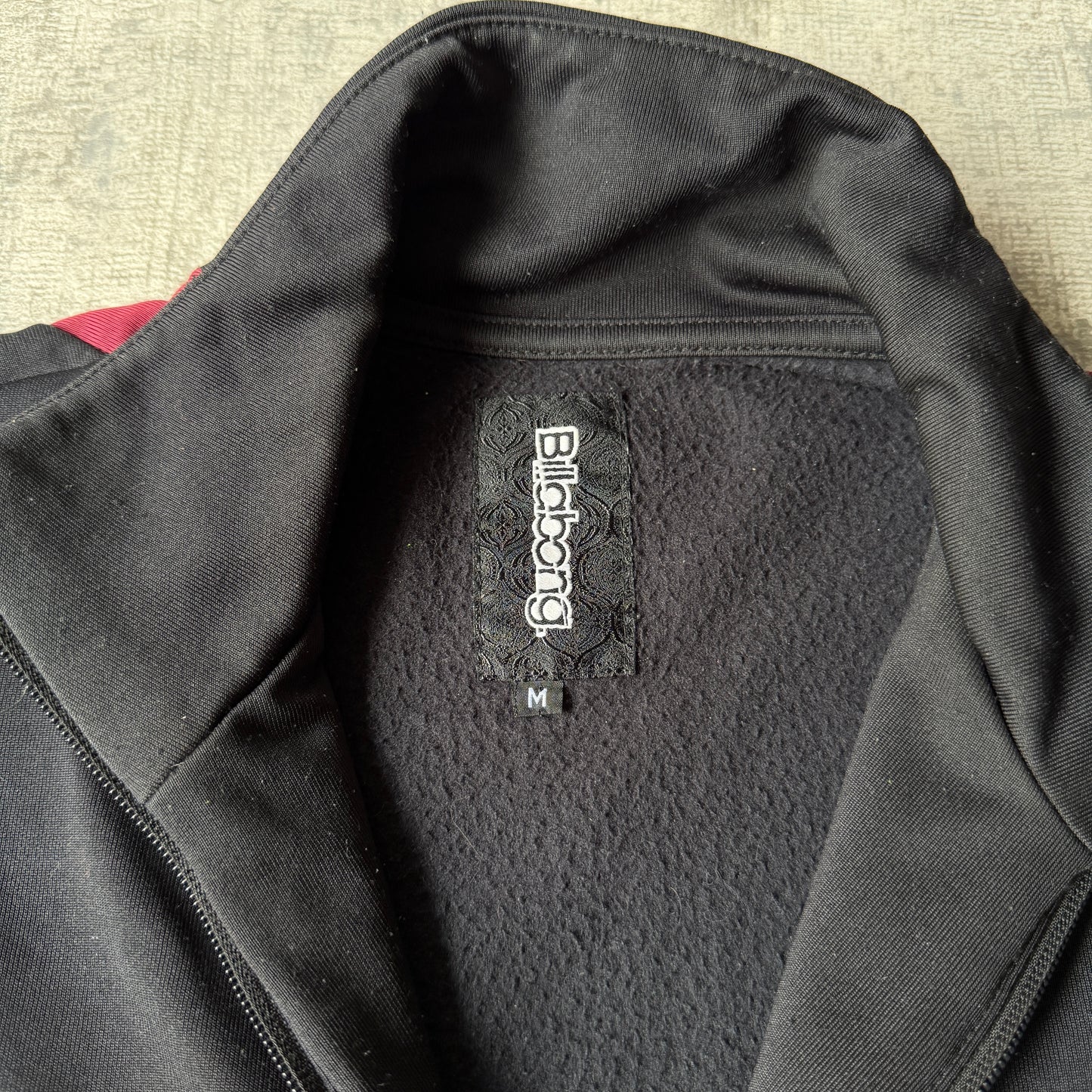 Billabong Y2K Track Jacket Size M Mens Black Red Zip Up           -C14