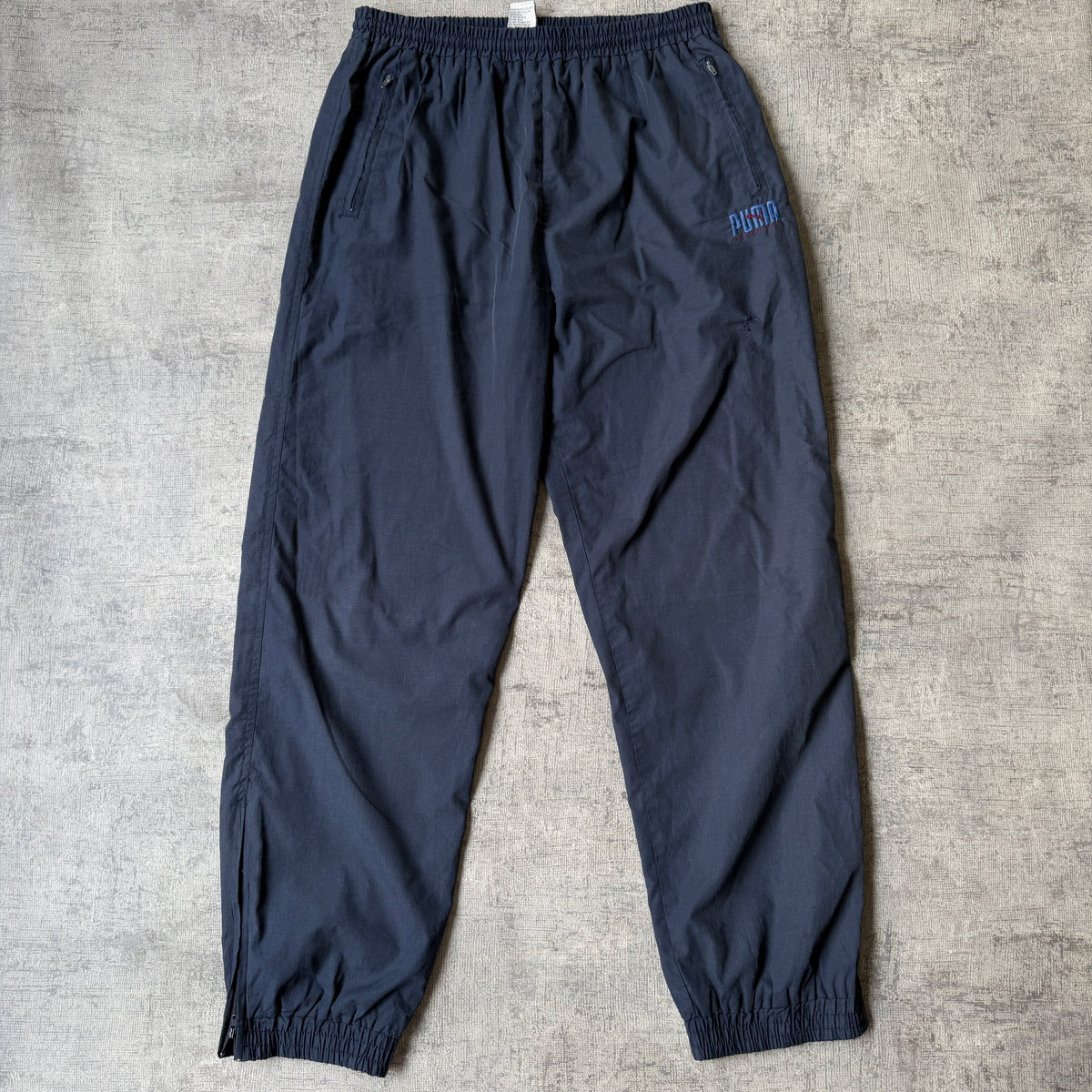 Puma Mens Y2K Track Pants Size L Navy Blue Embroidered Logo             -C6
