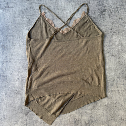 MING Y2K Womens Tank Top Fits Size M Khaki Womens Singlet              -C69