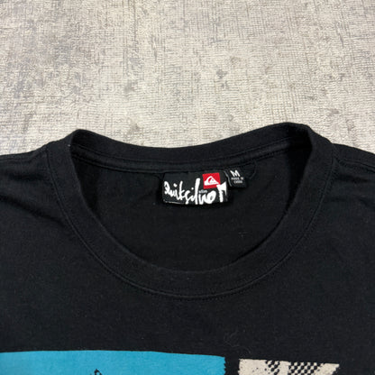 Quiksilver Y2K Graphic Tee Size M Mens Black White Blue                  -I58