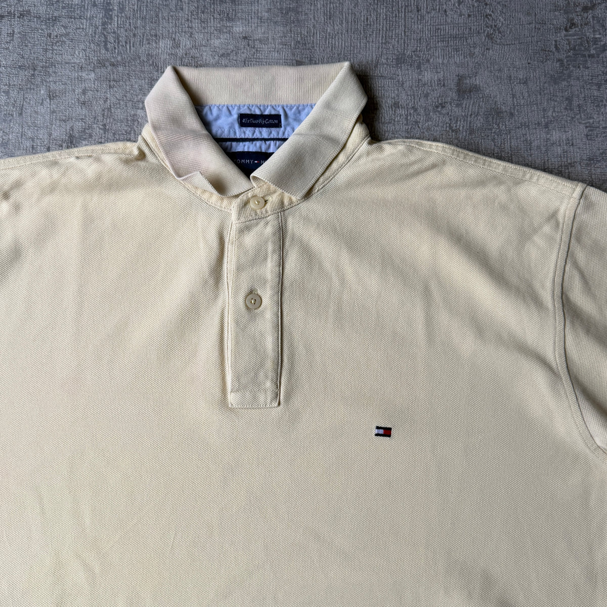 Tommy Hilfiger Pastel Yellow Polo Shirt Size M Mens Y2K             -E37