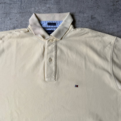 Tommy Hilfiger Pastel Yellow Polo Shirt Size M Mens Y2K             -E37