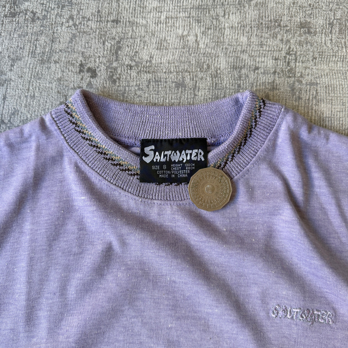 Saltwater Y2K Womens Purple Surf Baby Tee Size 8Y Fits S Womens            -D37