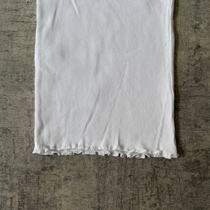 Tajura Womens Y2K Ribbed White Tank Top Size XS Flower Print          -D45