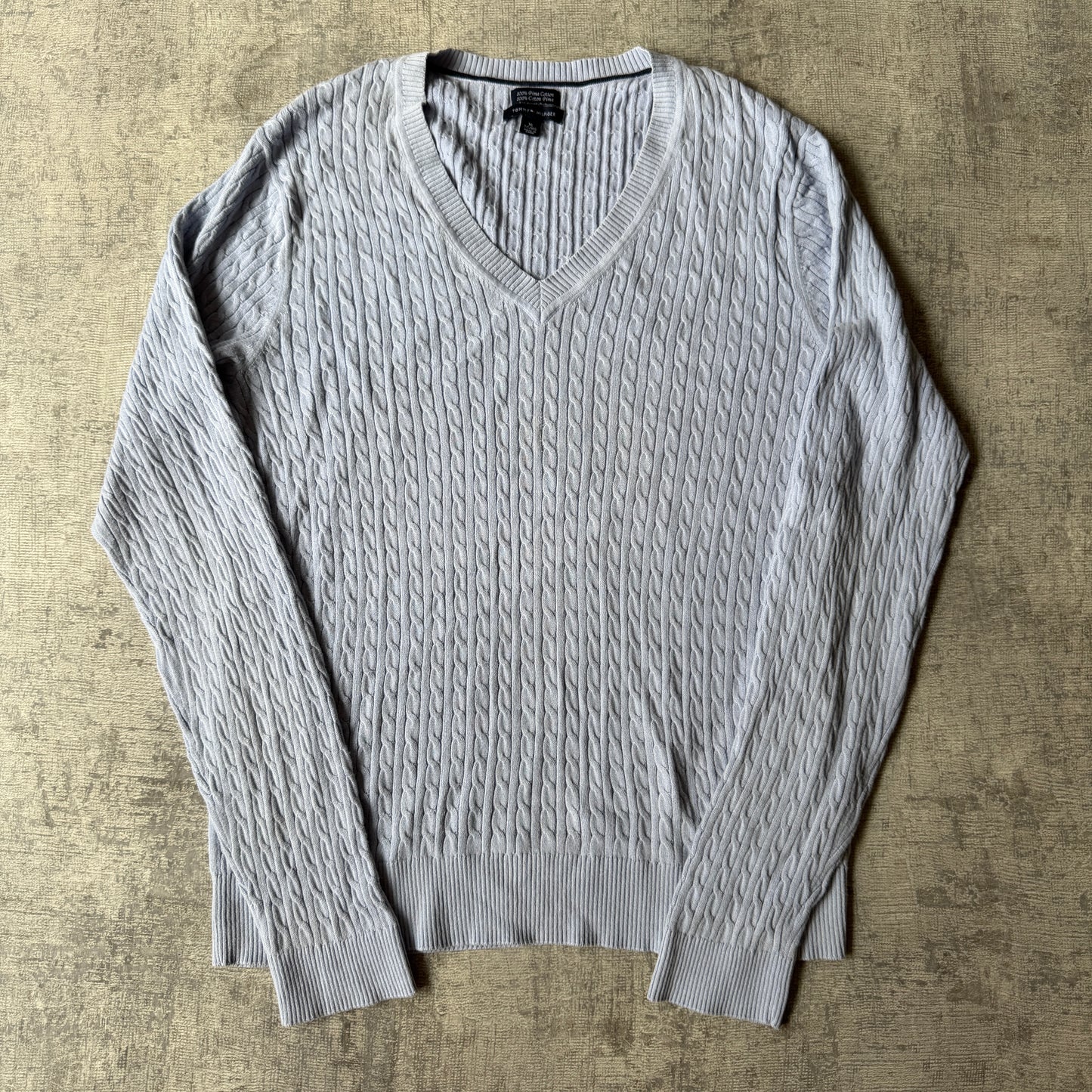 Tommy Hilfiger Womens Blue Cable Knit Sweater Size XL Womens          -C15