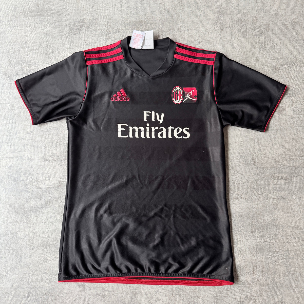 Adidas AC Milan 2017-18 Soccer Jersey Size XS Black Red Kit                -F20
