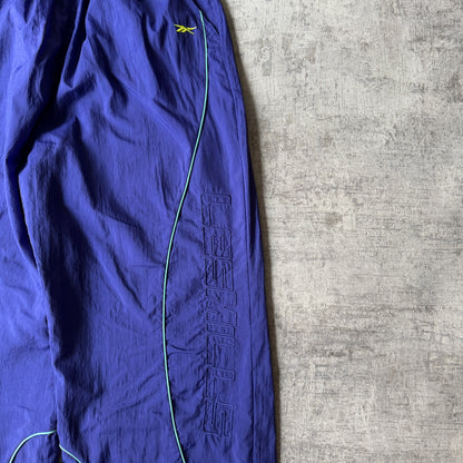 Reebok Baggy Y2K Track Pants Size S Blue/ Yellow Adjustable Ankles                -F12