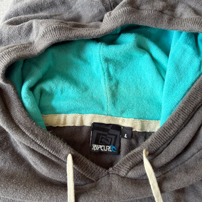 Ripcurl Y2K Striped Hoodie Size L Grey White Blue           -C11