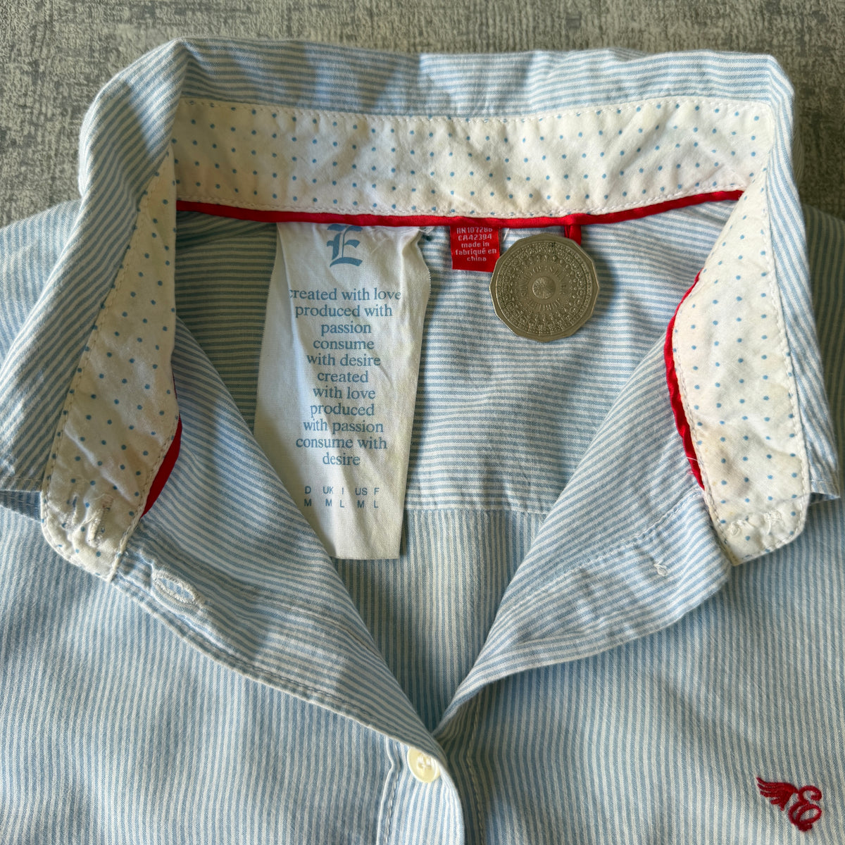 ESprit Womens Pinstripe Button Up Size M Blue White Y2K            -C51
