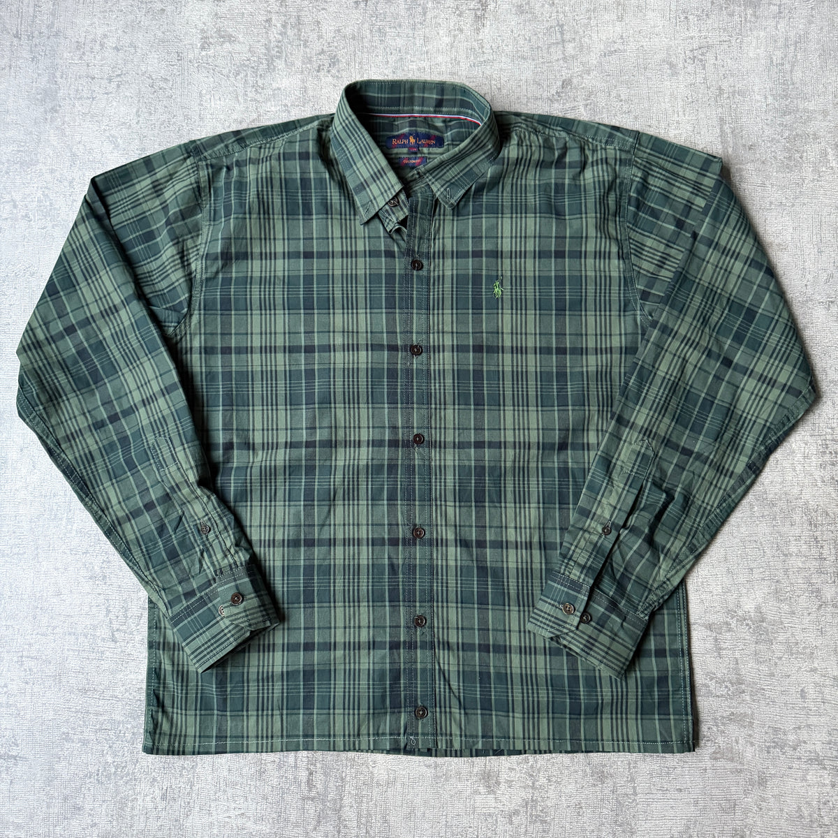 Polo Ralph Lauren Green Plaid Cropped Button Up Size XXL Long Sleeve               -G14