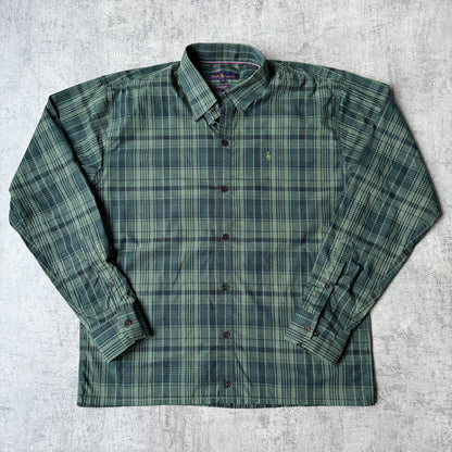 Polo Ralph Lauren Green Plaid Cropped Button Up Size XXL Long Sleeve               -G14