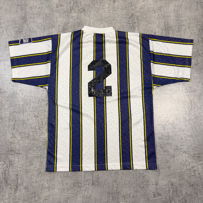 Vintage Puma Snickers Football Jersey Size L Mens #2 White/ Blue        -I8