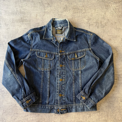 Lee Vintage Denim Jacket Size L Dark Blue Denim Full Button Down          -C17