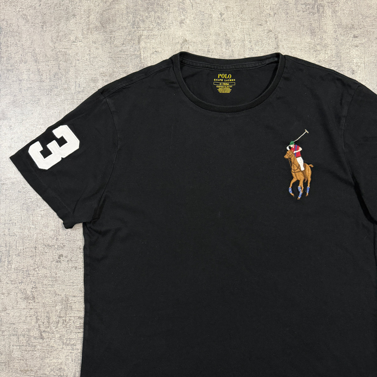 Polo Ralph Lauren Big Pony Black T-Shirt Size M Mens #3 Coloured Pony Top                           -I63