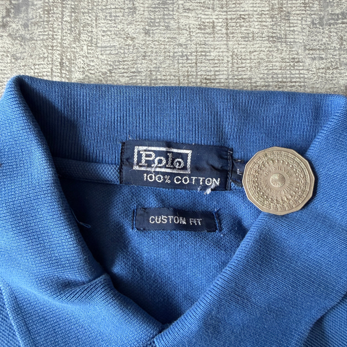 Polo Ralph Lauren Womens Y2K Blue/ Yellow Polo Shirt Size L Big Pony          -D50