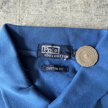 Polo Ralph Lauren Womens Y2K Blue/ Yellow Polo Shirt Size L Big Pony          -D50