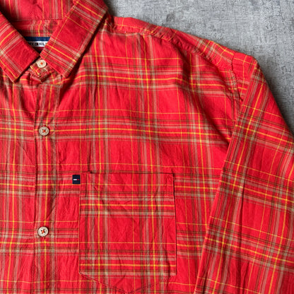 Tommy Hilfiger Orange Plaid Cropped Long Sleeve Button Up Size XXL              -G15