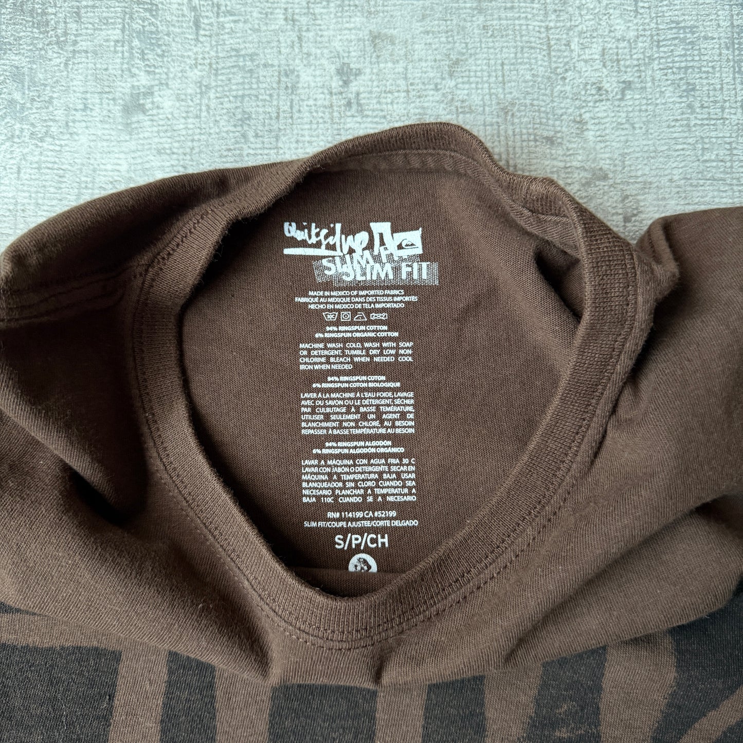 Quiksilver Y2K Brown Graphic T-Shirt Size S Mens Slim Fit          -G40