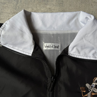 Vintage Looney Tunes Windbreaker Jacket Fits Like Size XL Mens Black "Wile E Coyote"          -A36
