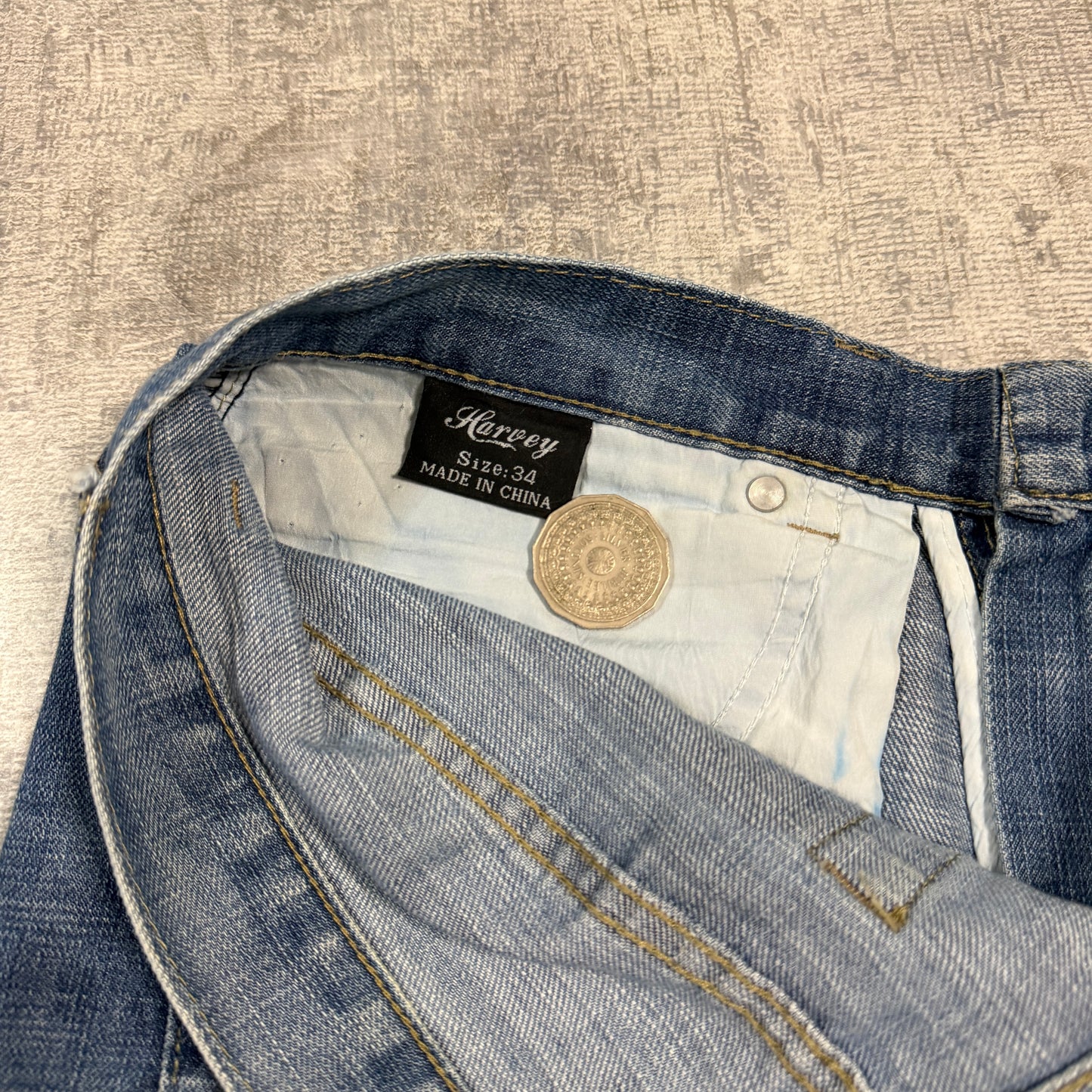 Harvey Y2K Baggy Jorts Size 34 Dark Blue Washed Denim          -I15