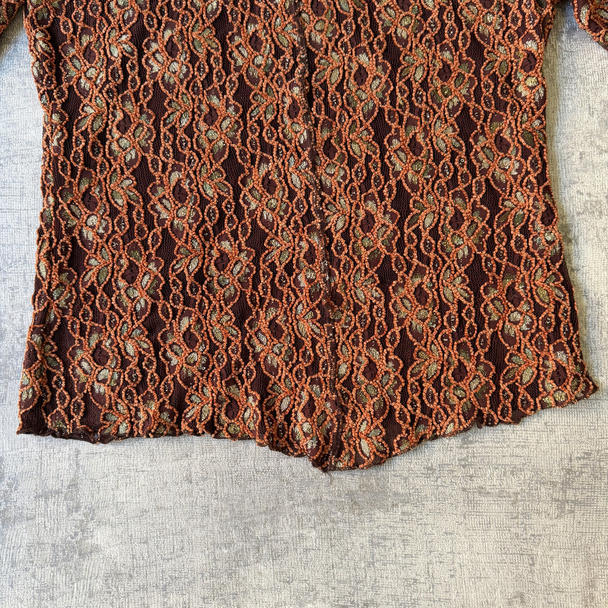 Womens Y2K Brown Lace Blouse Top Fits Size M Womens                     -E53
