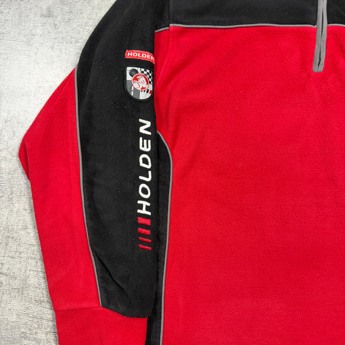 Vintage Holden Racing Fleece Quarter Zip Jumper Size L Mens Red Black Pullover         -I33