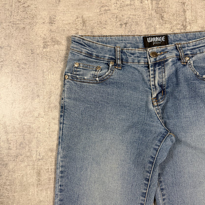 Wakee Womens Vintage Low Rise Flare Jeans Size 8 Blue Denim       -I13
