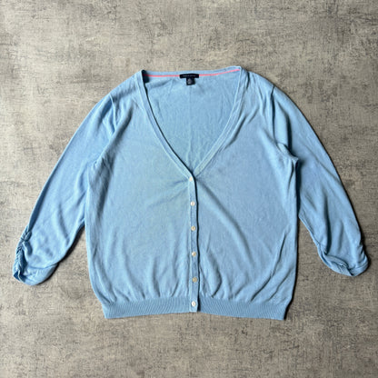 Tommy Hilfiger Womens V-Neck Cardigan Size L Pastel Blue Jumper                   -F27