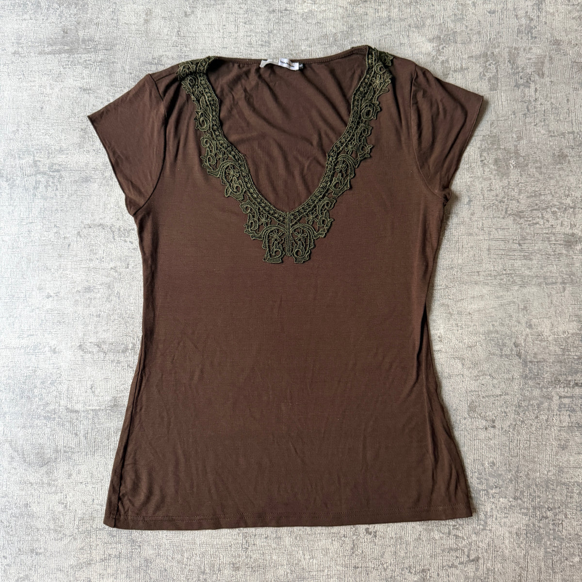 Suite Boutique Womens Brown Y2K Top Size 10 V Neck          -F62