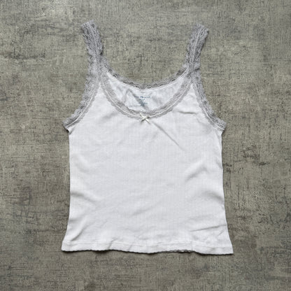 Brandy Melville Womens Cami Tank Top Size S White Grey        -A31