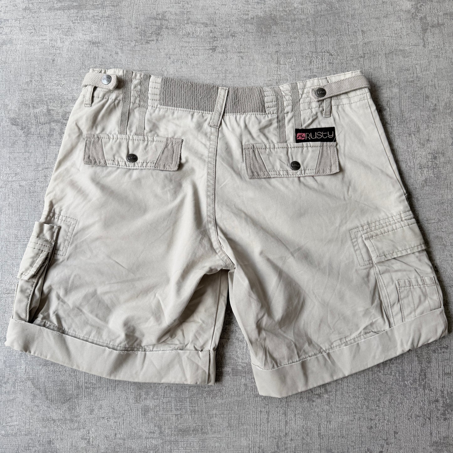 Rusty Y2K Womens Cargo Shorts Size 10 Beige Mini Shorts           -C9