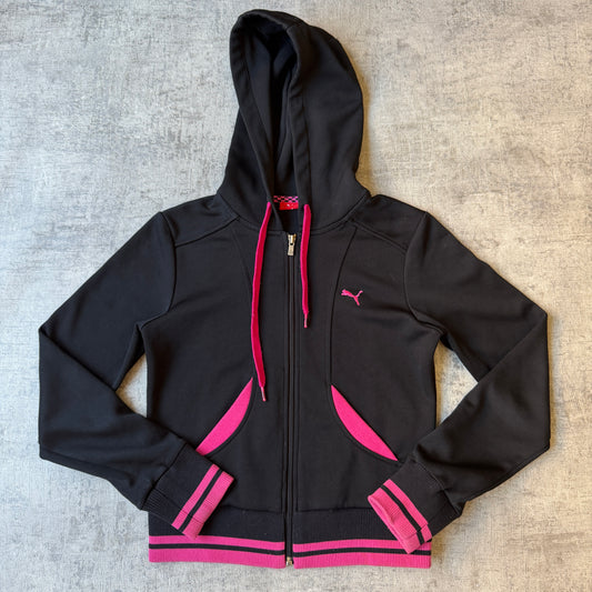Puma Womens Y2K Hooded Track Jacket Size M Black Pink Full Zip          -A42