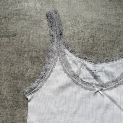 Brandy Melville Womens Cami Tank Top Size S White Grey        -A31