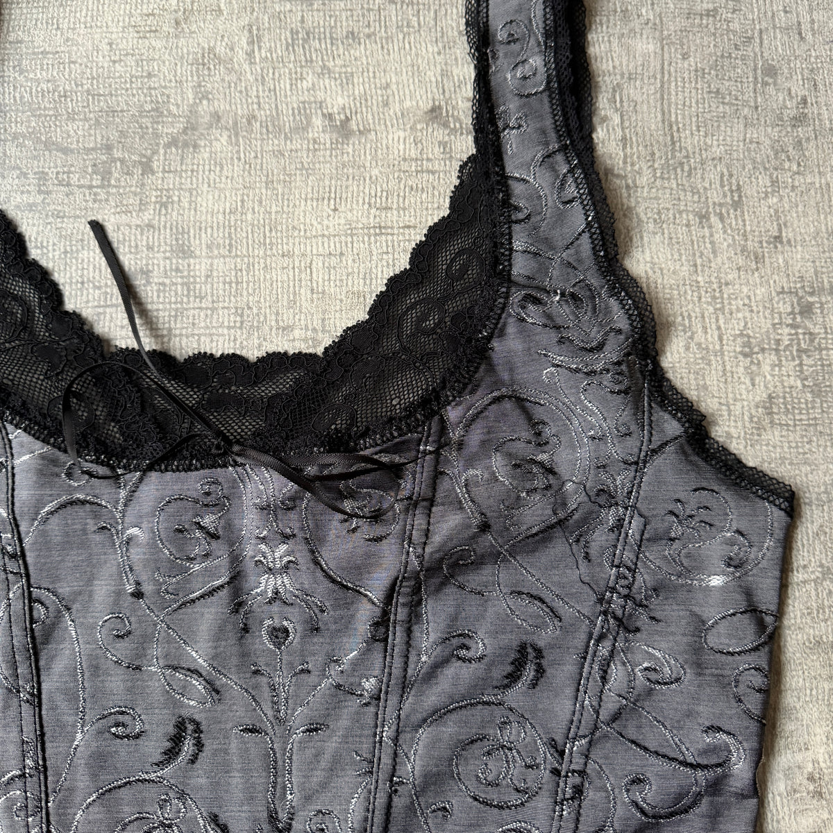 Thanne Womens Y2K Black Lace Cami Top Size S Tank               -F58