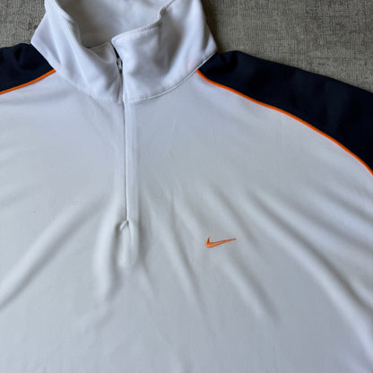 Nike Y2K Tennis Polo Shirt Size XL Mens White Blue Zip                  -E34
