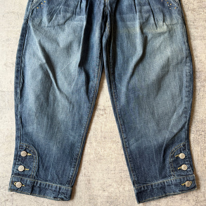 Bebe Y2K Denim Capris Size 25 Dark Blue 3/4 Pants             -B34