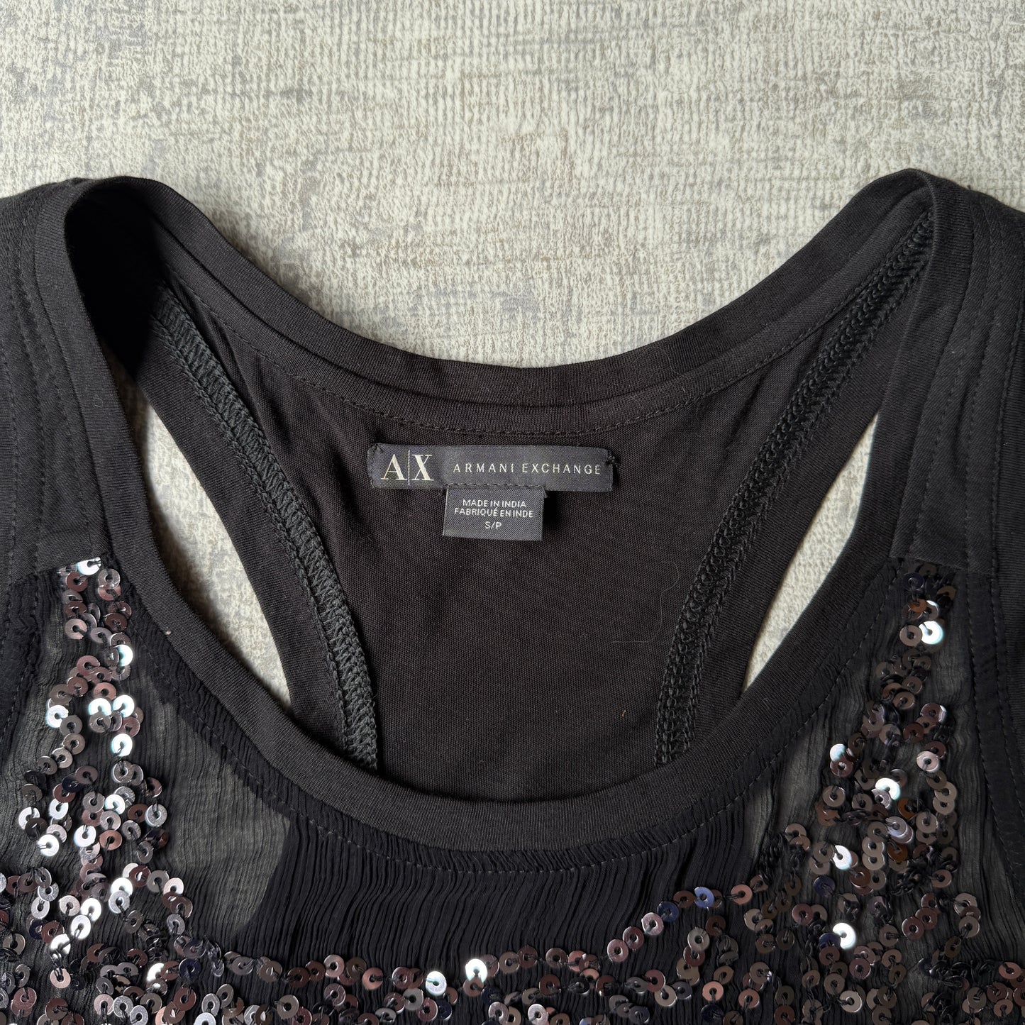 Armani Exchange Womens Y2K Black Sequin Tank Top Size S Womens           -B30