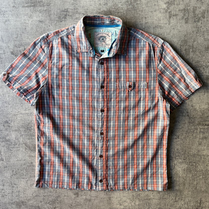 Piping Hot Cropped Button Up Size M Red Blue Plaid          -C54