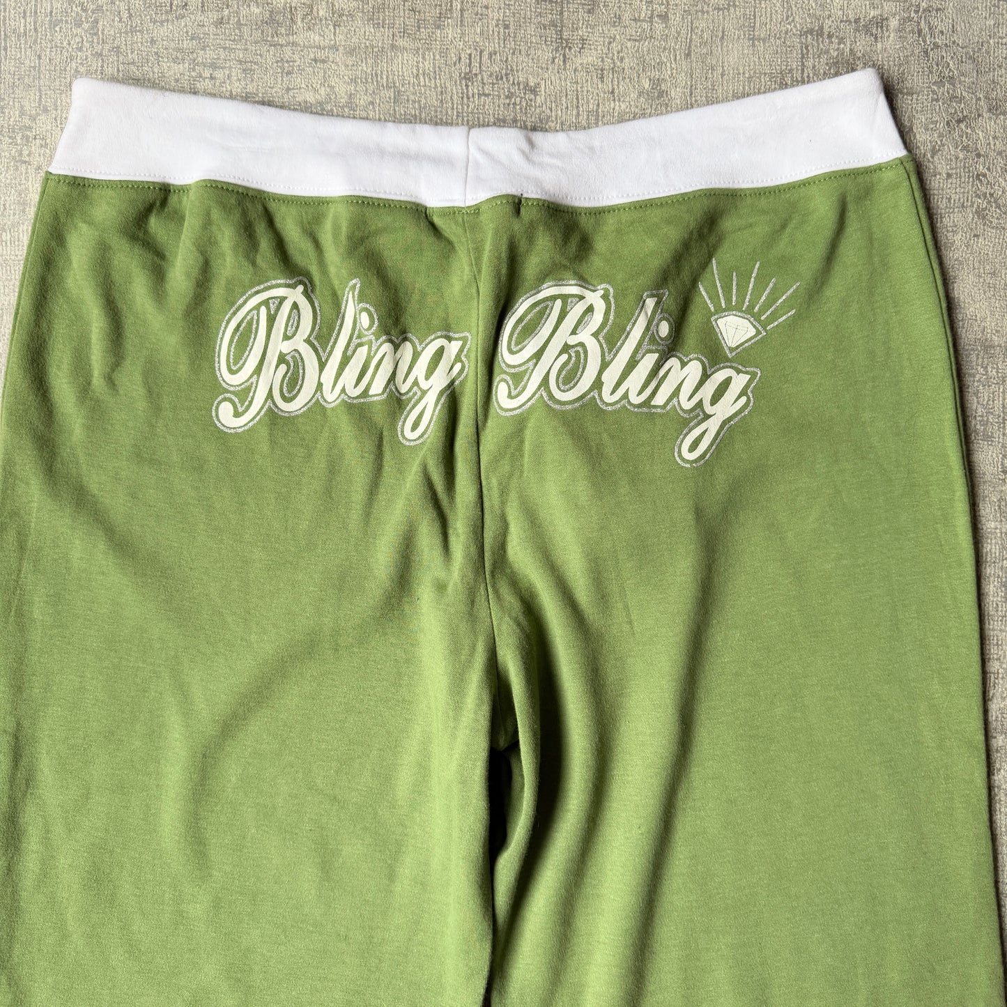 Xcepsion Green Y2K “Bling Bling” Sweatpants Size L Womens NWT’s          -G5