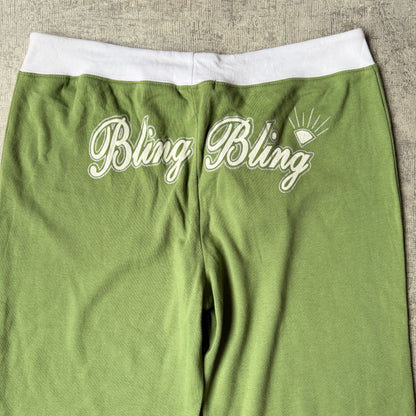 Xcepsion Green Y2K “Bling Bling” Sweatpants Size L Womens NWT’s          -G5