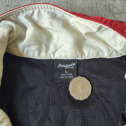 Abercrombie & Fitch Track Jacket Size L Black Red Y2K Windbreaker                  -F34