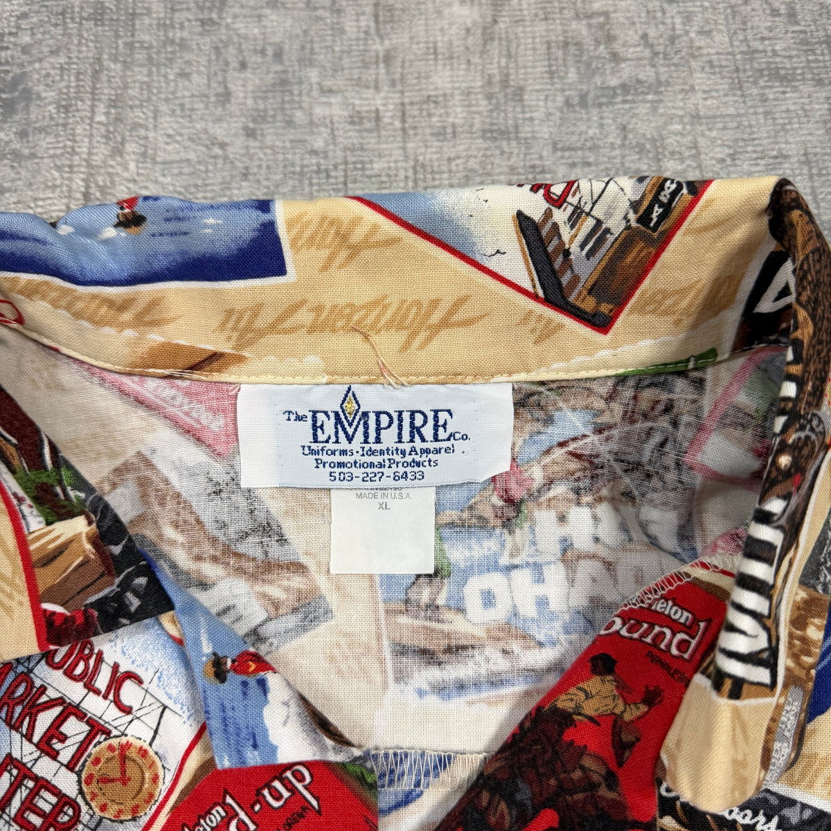 Vintage Empire Postcard Cropped Button Up Shirt Size XL         -I1