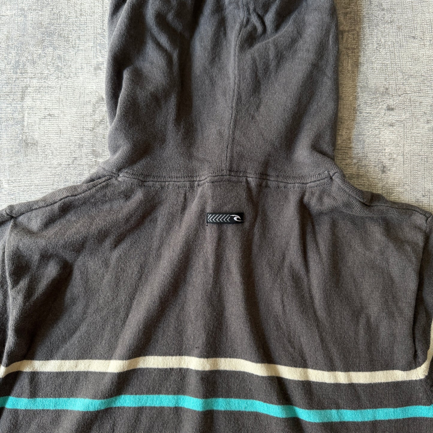Ripcurl Y2K Striped Hoodie Size L Grey White Blue           -C11