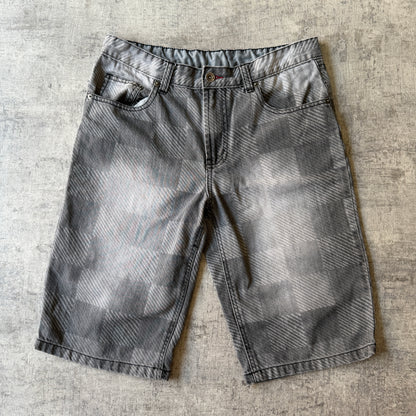 Wavezone Y2K Baggy Jorts Size 32 Grey Checkered Faded Mens          -A48