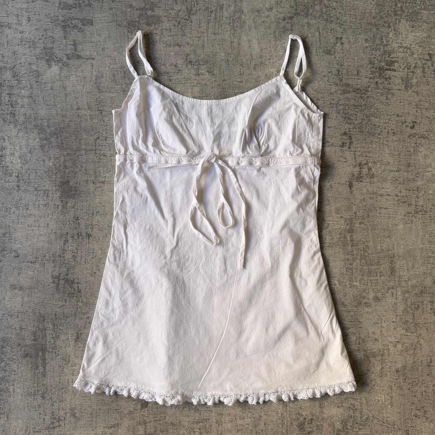 DKNY White Cami Top Longline Y2K Tie Waist Size S Womens          -D48