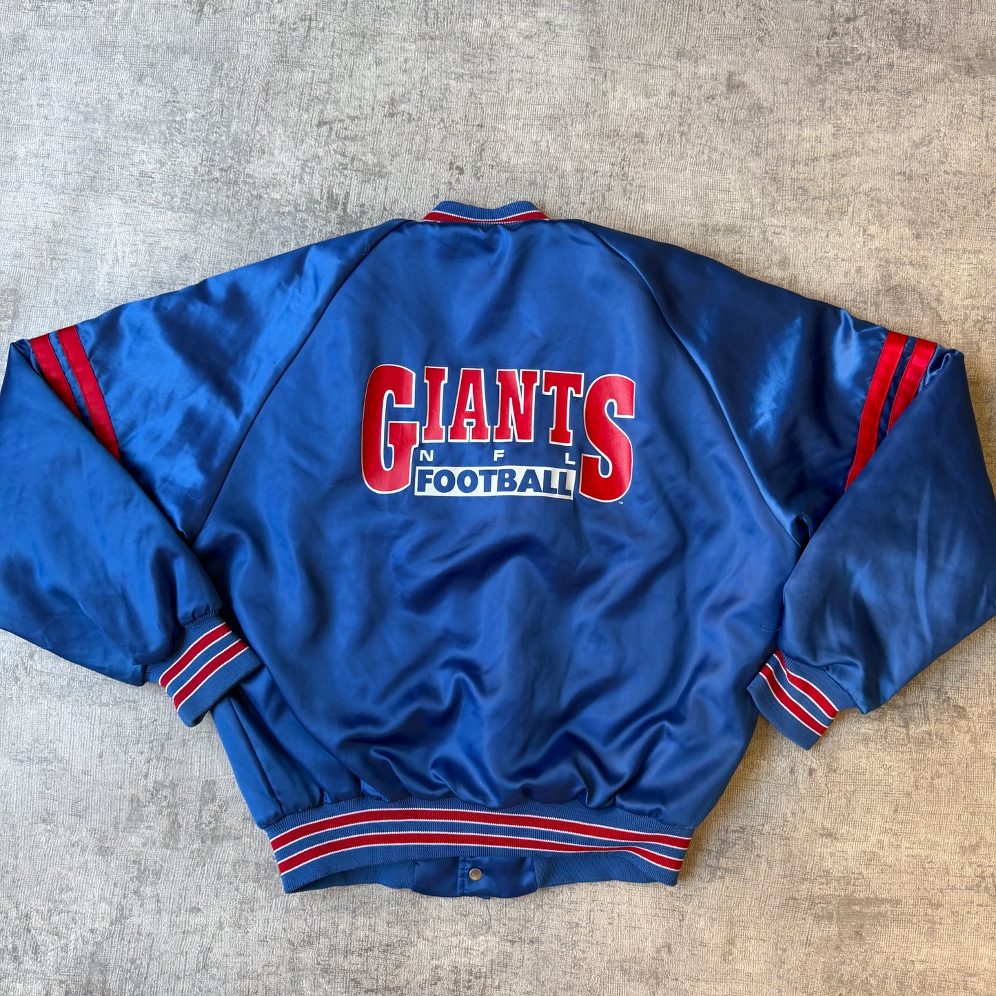 Vintage 80's NY Giants Chalk Line Satin Bomber Jacket Size L-XL Mens   -B43