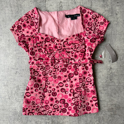 Basque Womens Pink Y2K Form Fitted Belted Top Size 6 NWT’s        -G64