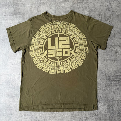 U2 “360 Tour” T-Shirt Size M Khaki Green 2009 Tour top                   -F41