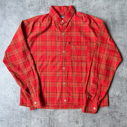 Tommy Hilfiger Orange Plaid Cropped Long Sleeve Button Up Size XXL              -G15