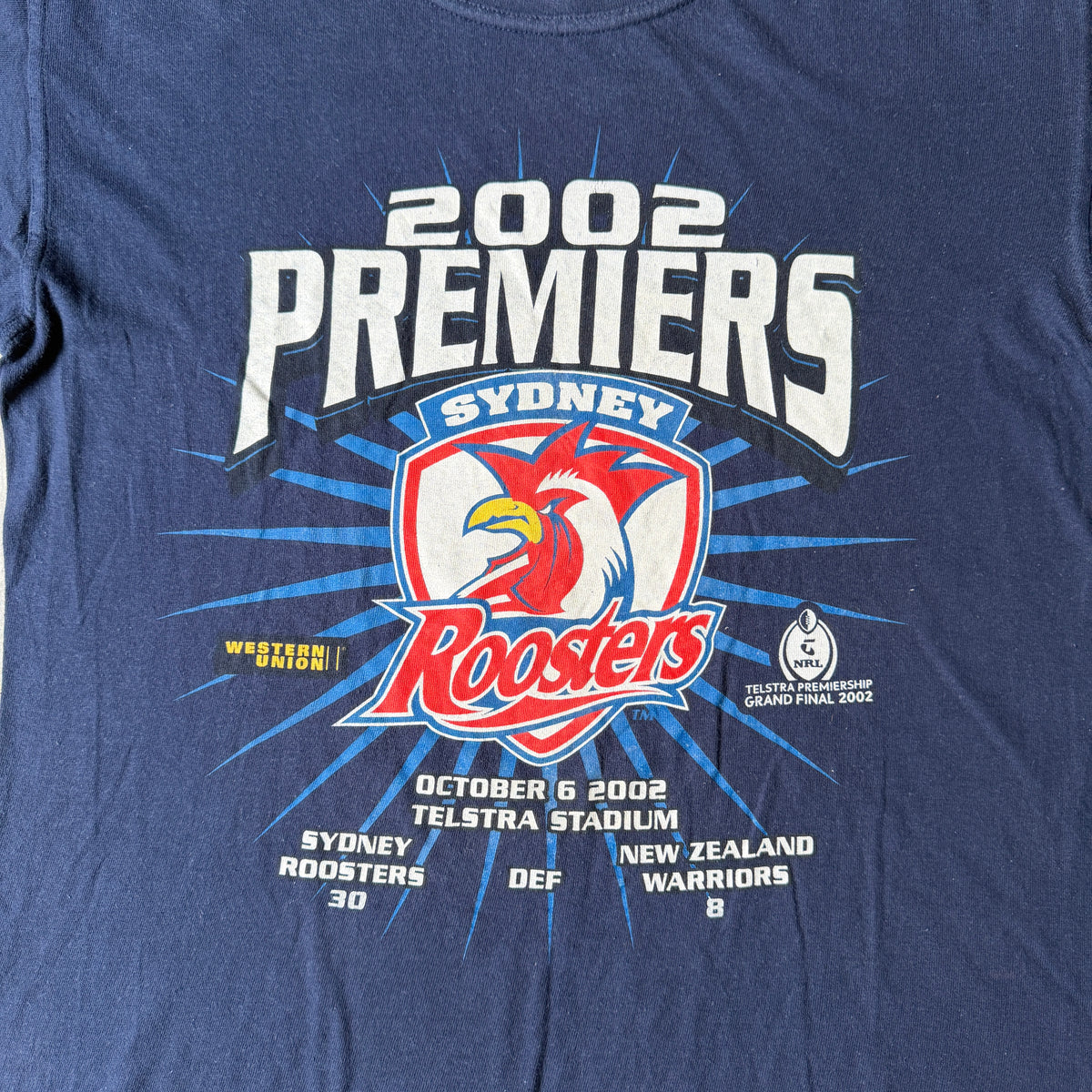 Sydney Roosters 2002 NRL Premiers Vintage Graphic T-Shirt Size S Mens                          -E48
